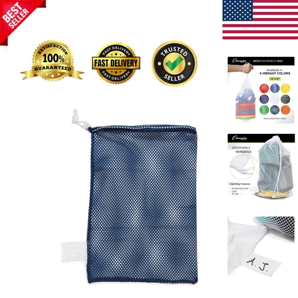 Adjustable Mesh Equipment Bag with ID Tag - 12" x 18" Multi-Sport Solution