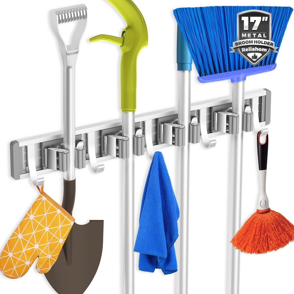 Adjustable Broom Holder Wall Mount, Mop Storage Tool Racks, Broom Hanger Tool...