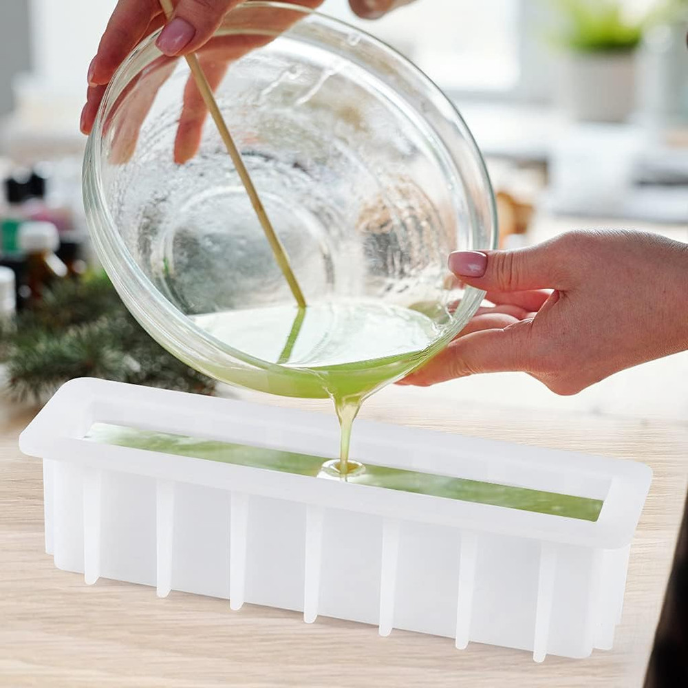 Loaf Soap Mold, 12" Large Rectangular Silicone Mold, Swirl Making Tool for DI...