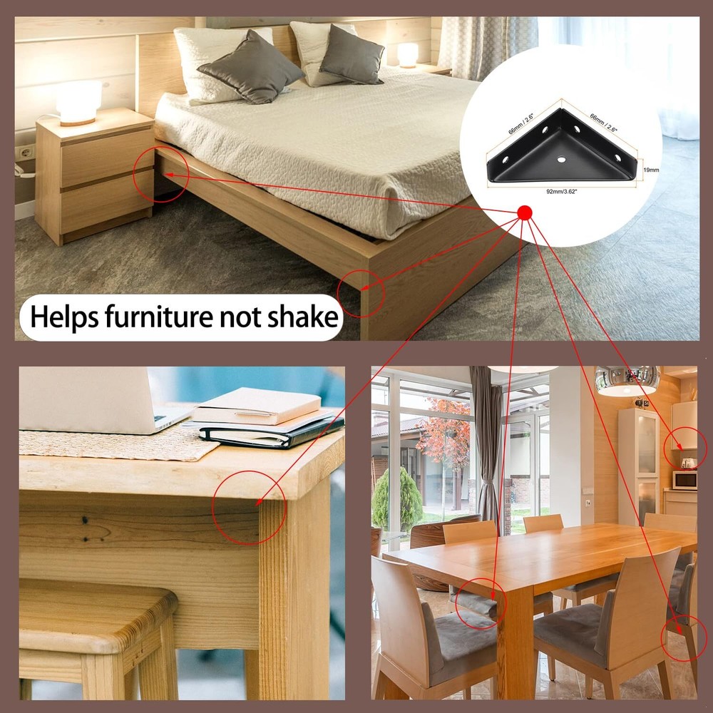 4 Pcs Trapeziform Angle Brackets Shelf Brackets Heavy Duty Triangular Bracket...