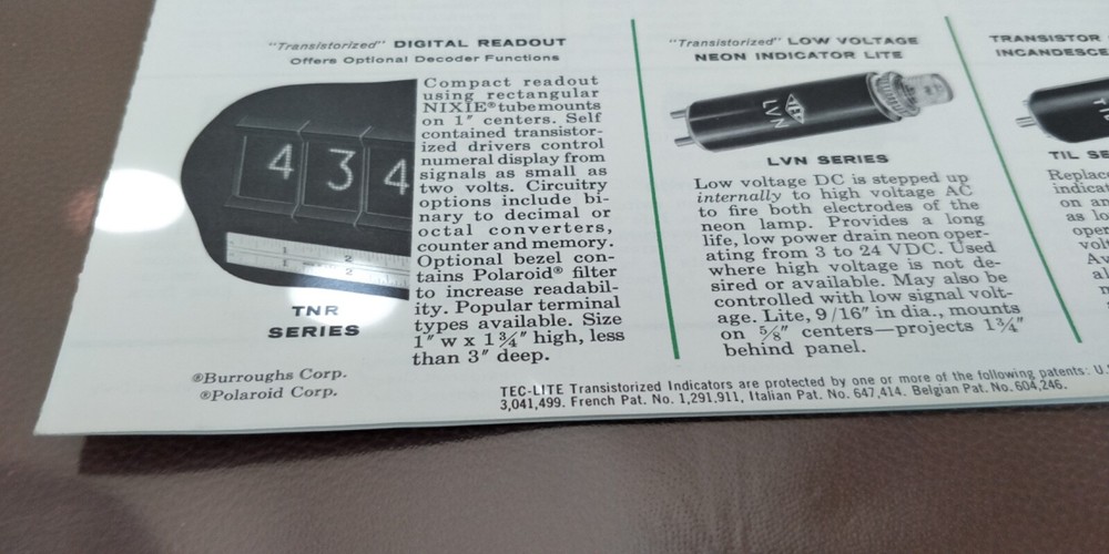 1962 TEC Lite Indicating Devices ~ Short Catalog ~ Transistor Electronics Corp