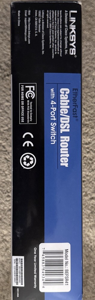LinkSYS Ether Fast Cable/DSL Router 4-Port Switch