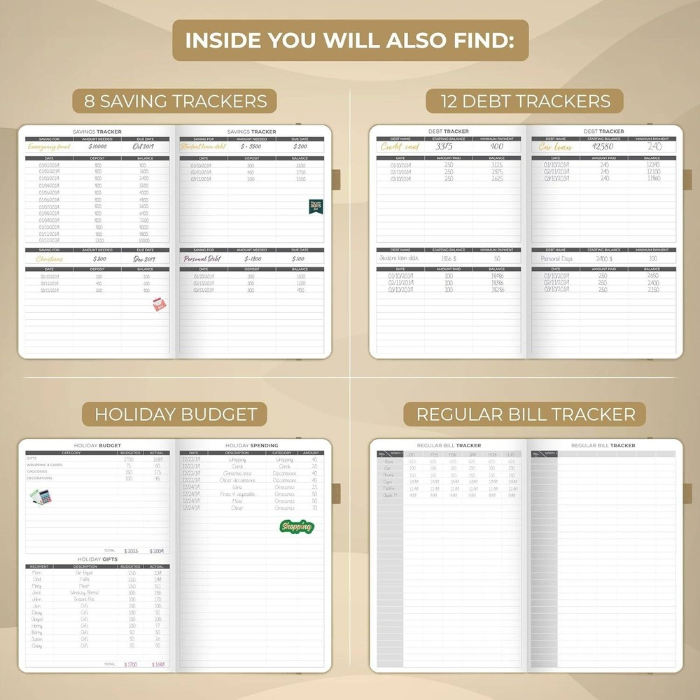 Clever Fox Budget Planner Expense Tracker Notebook in Gold