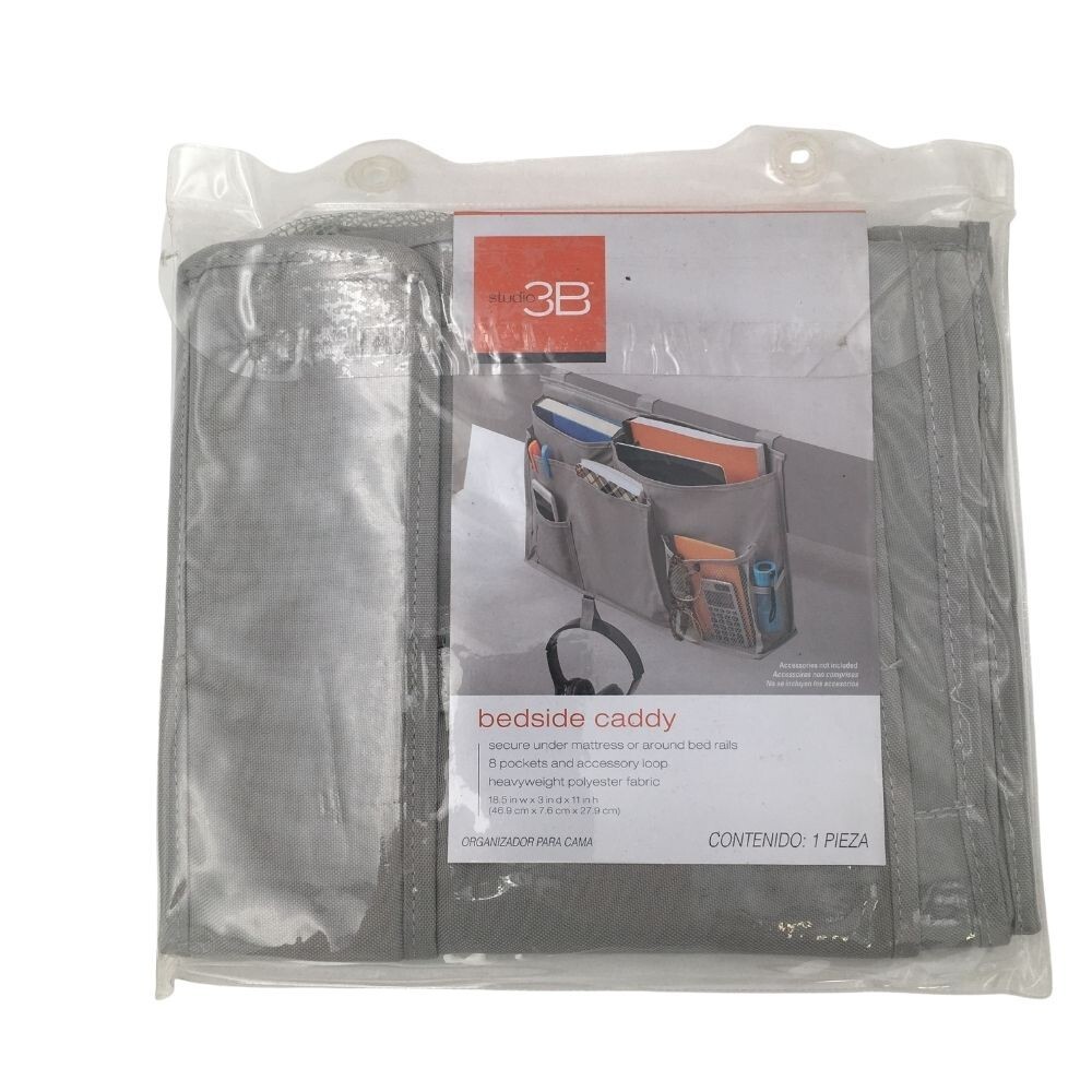Studio 3B Bedside Caddy 8 Pockets Heavyweight Poly Fabric Organizer New