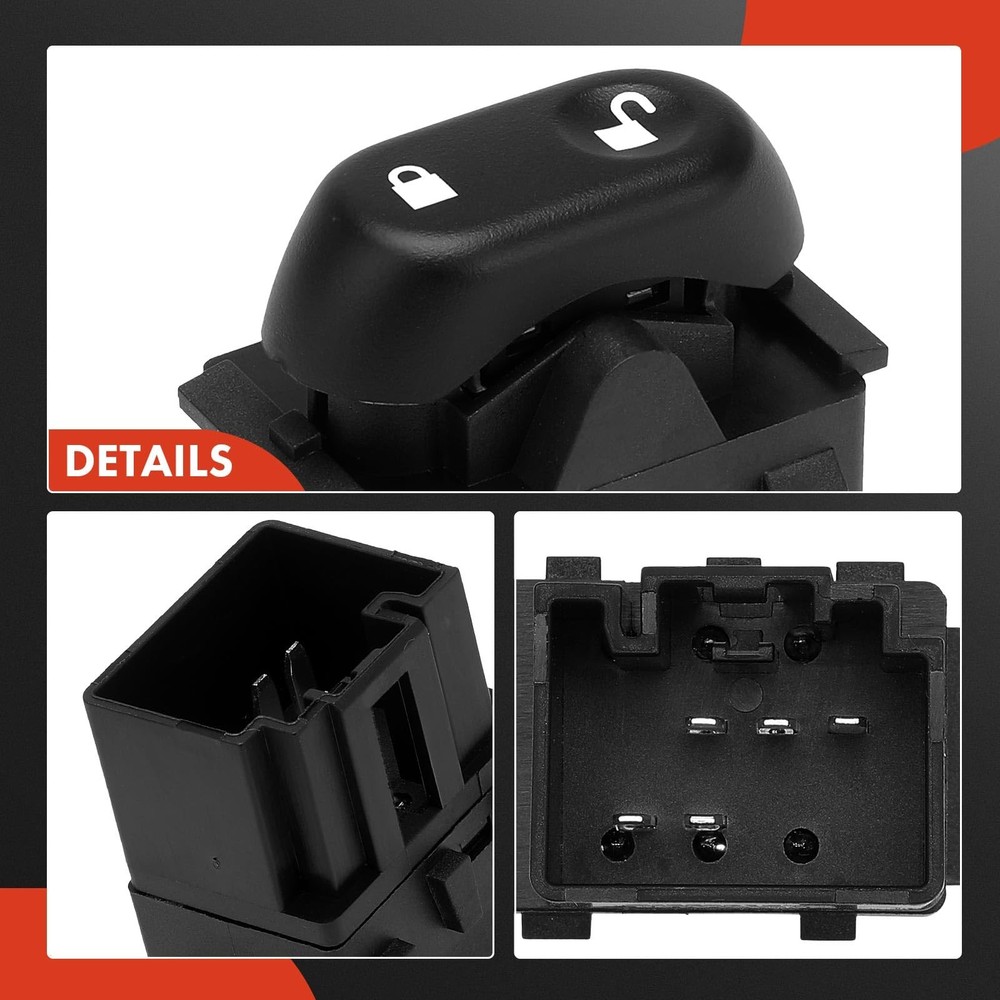 A-Premium Front Left Driver Side Power Door Lock Switch Compatible with Black