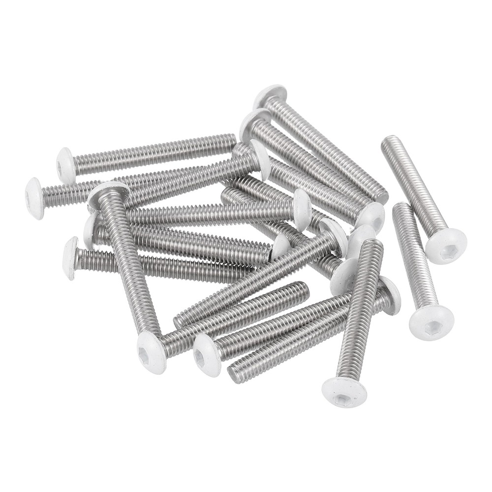 20 Pcs M4-0.7 x 30mm Button Head Socket Cap Screw Machine Screw, White