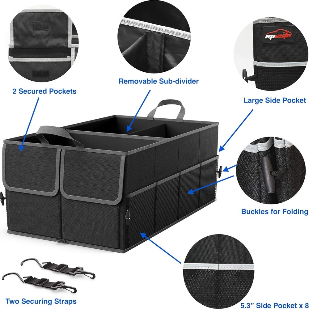 3-Compartment Cargo Trunk Storage Organizer
