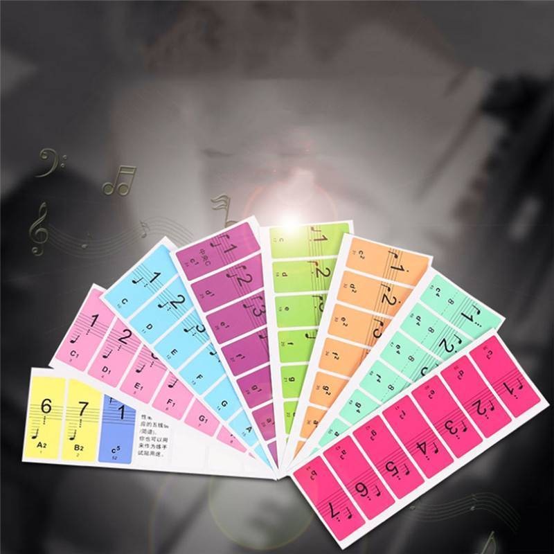 1 Set Beginner's Piano Sticker 88-Keys Electronic Keyboard Note Removable