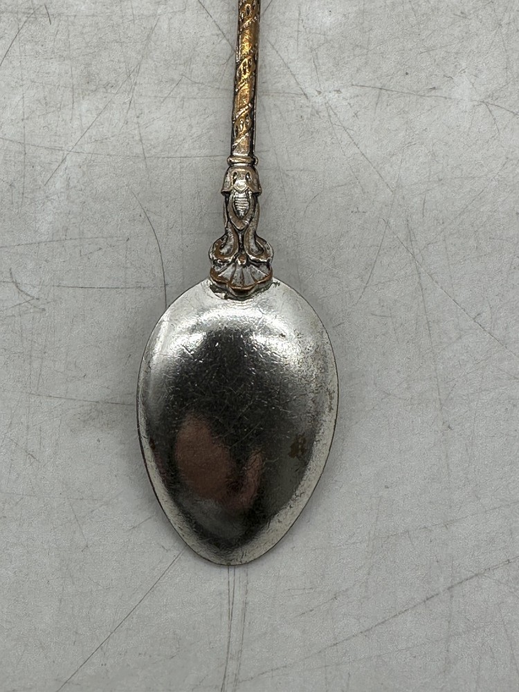 Ornate Silver with Enameled Fruit 5" Souvenir Spoon