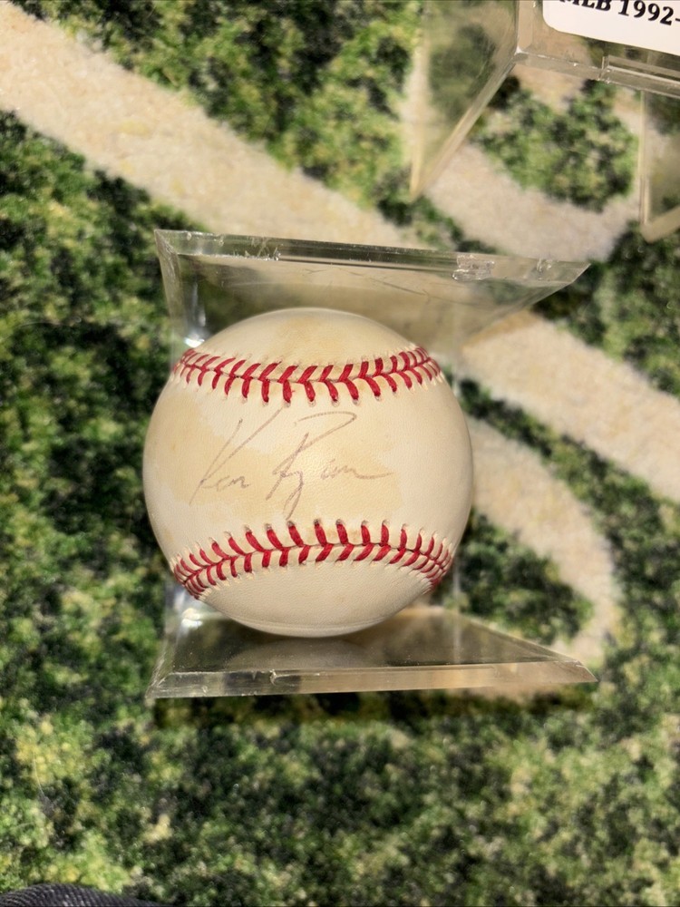 Ken Ryan Autographed Baseball & Case, Phillies, OAL, Red Sox