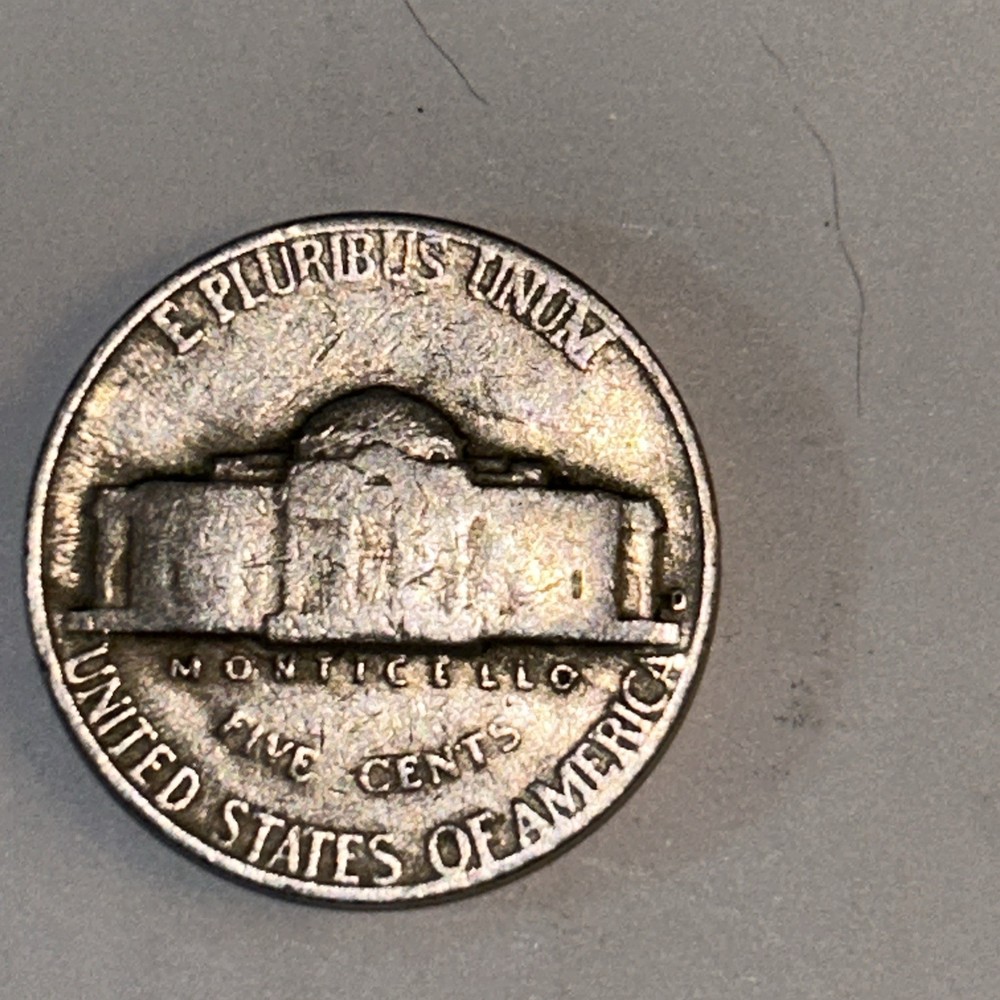 1946 D Jefferson Nickel Rare Post War Error Coin, Errors on Rim