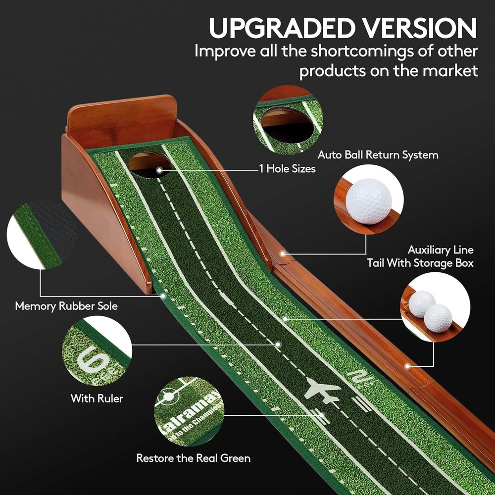 7.5 Feet Indoor Golf Putting Mat - Automatic Ball Return & High-Plush Surface