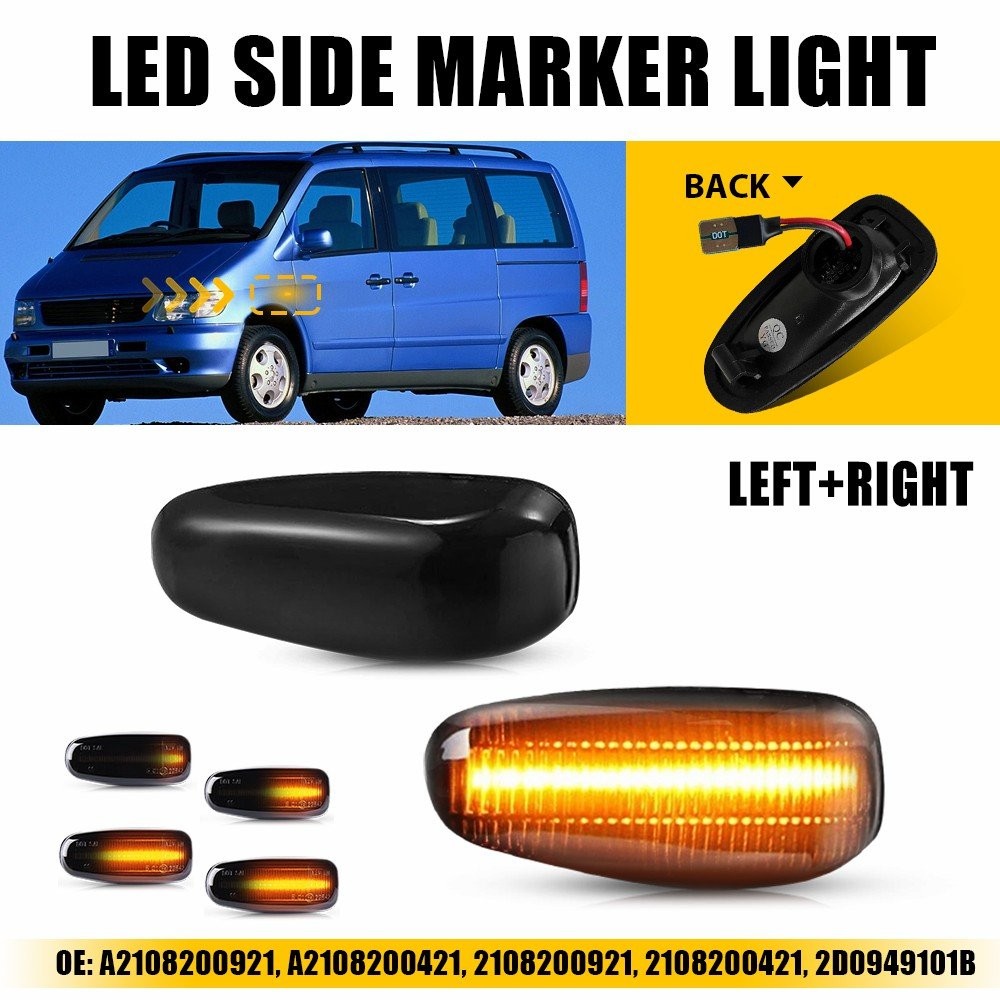 For 03-06 Dodge Sprinter Dynamic Sequential Smoked Lens LED Side Marker Light EW