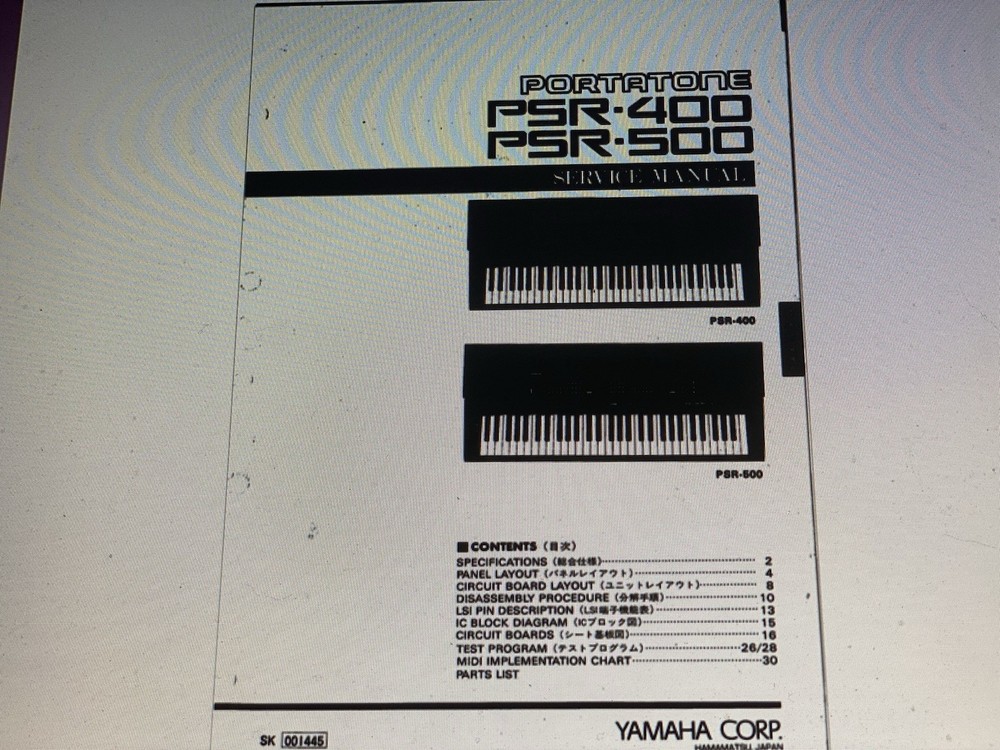 Yamaha Psr-400 Psr-500 Service Manual Digital