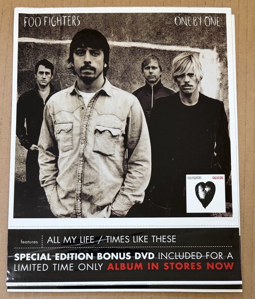 FOO FIGHTERS 2002 PROMO STATIC WINDOW CLING POSTER for One CD 8x10 NEVER DISPLAY