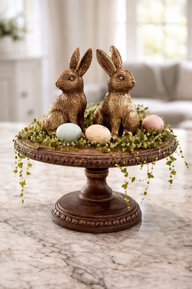 Medium Gold Resin 5” Tall Standing Bunny