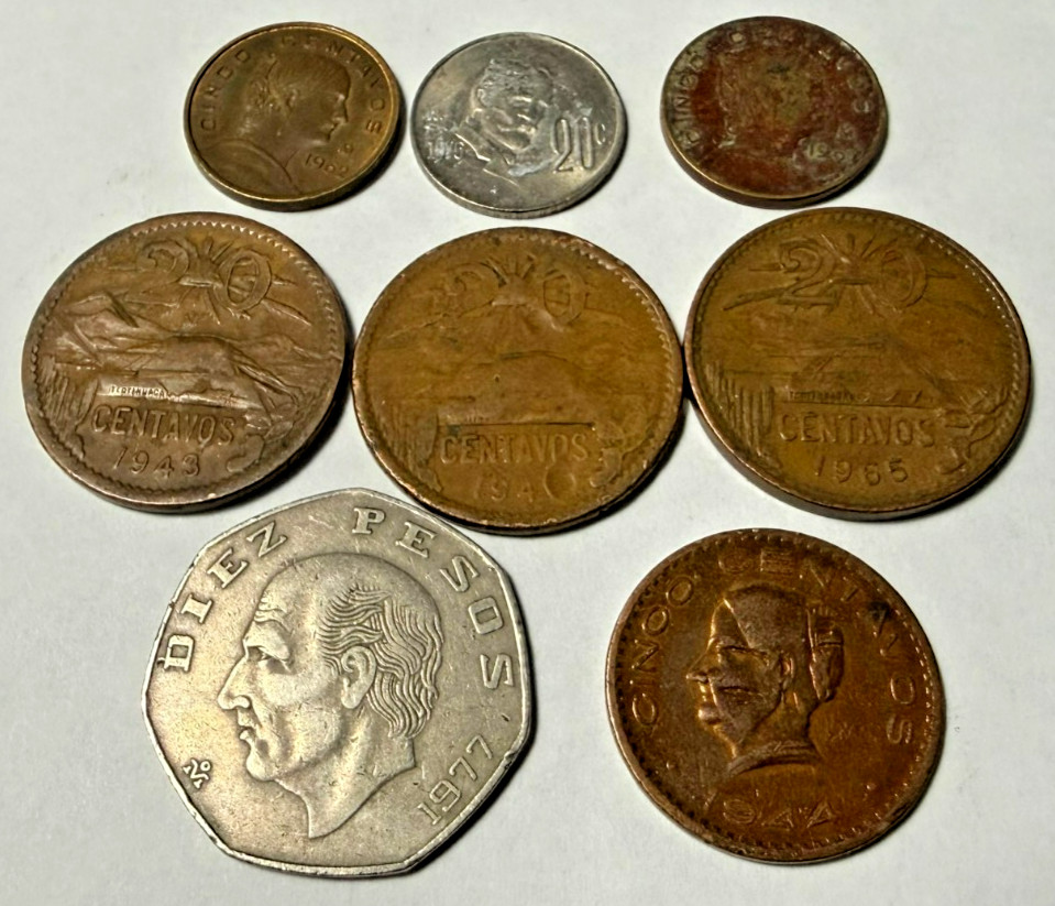 Collection of 8 coins from Mexico