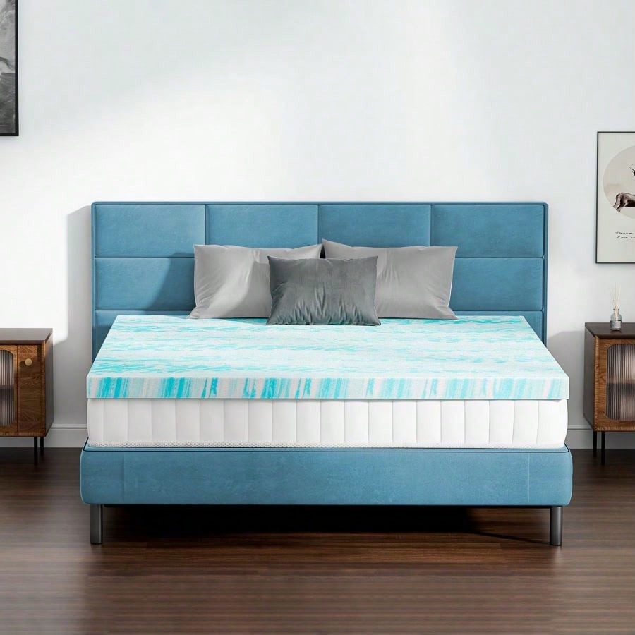 Cooling Gel Memory Foam Mattress Topper – Pressure-Relieving Support-FGQA