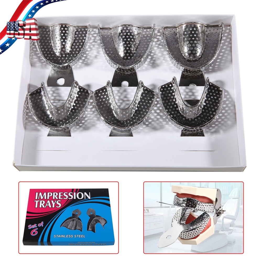 6 Dental Impression Trays set PERFO Denture Instruments Y