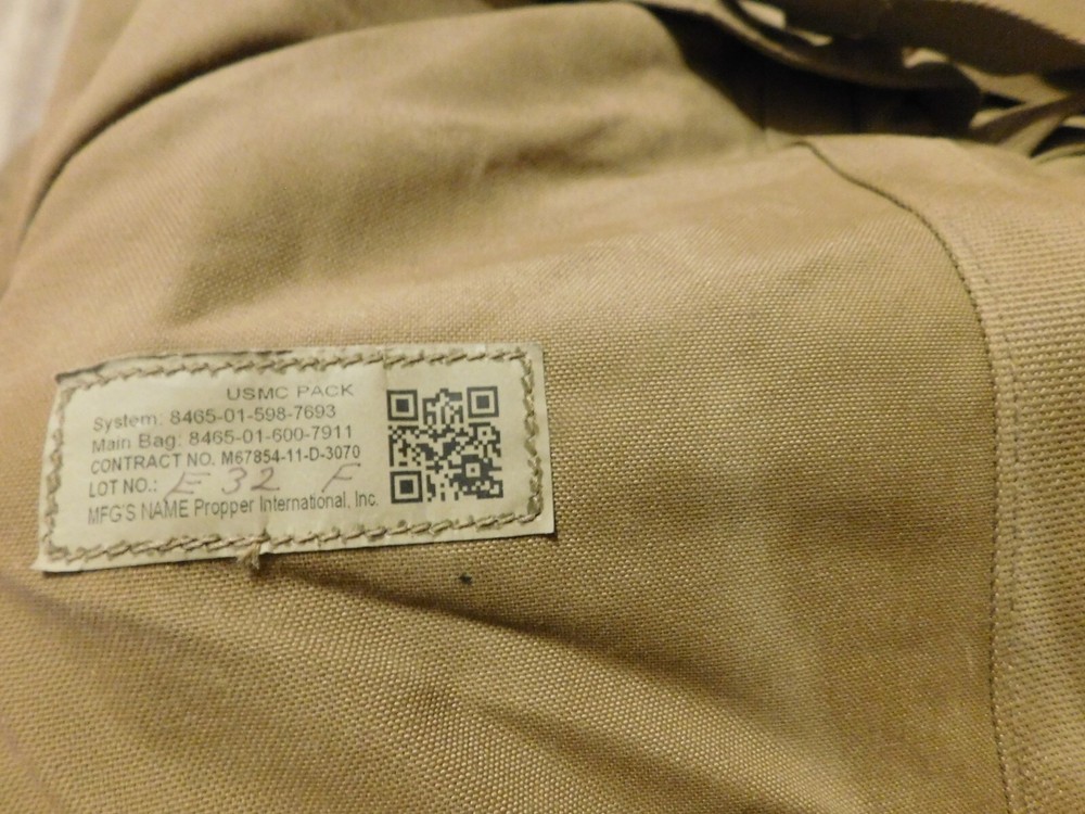 USMC TAN FIELD PACK ( MAIN PACK ONLY) LARGE