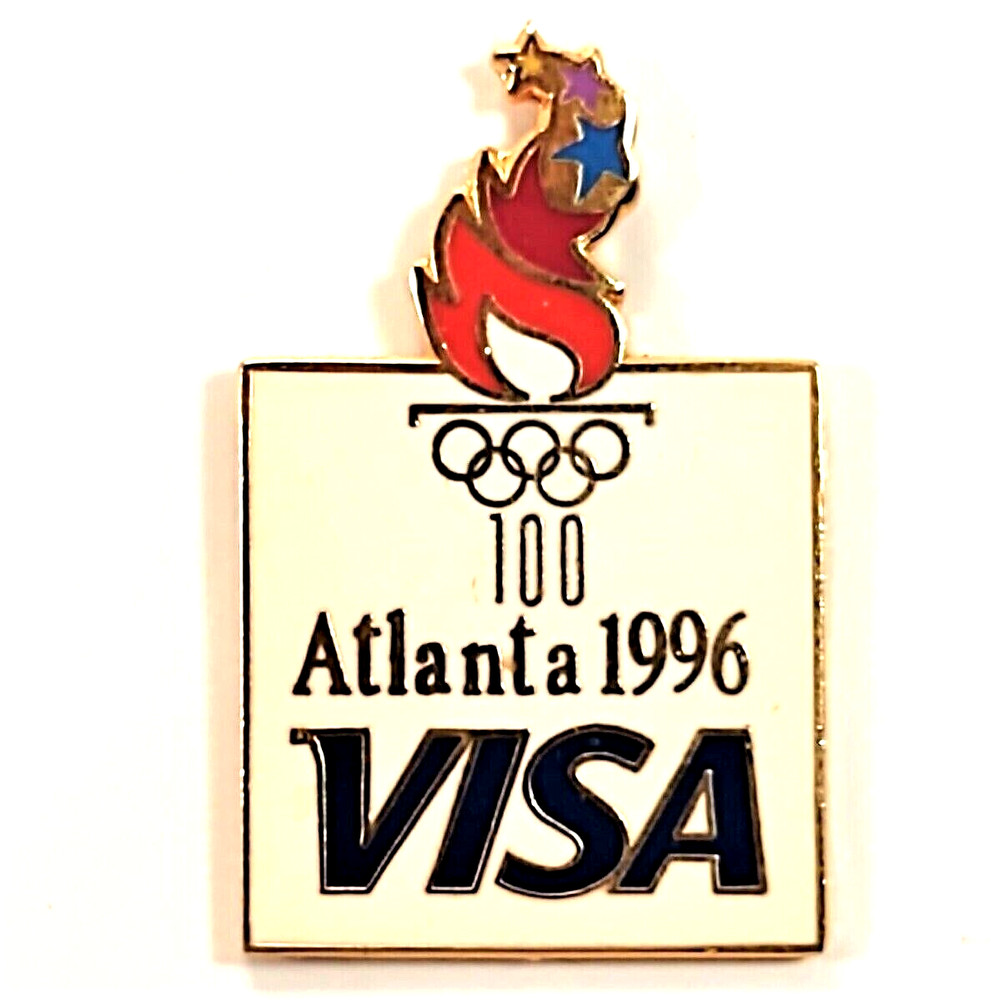 1996 Atlanta Olympics VISA Olympic Torch Lapel Pin