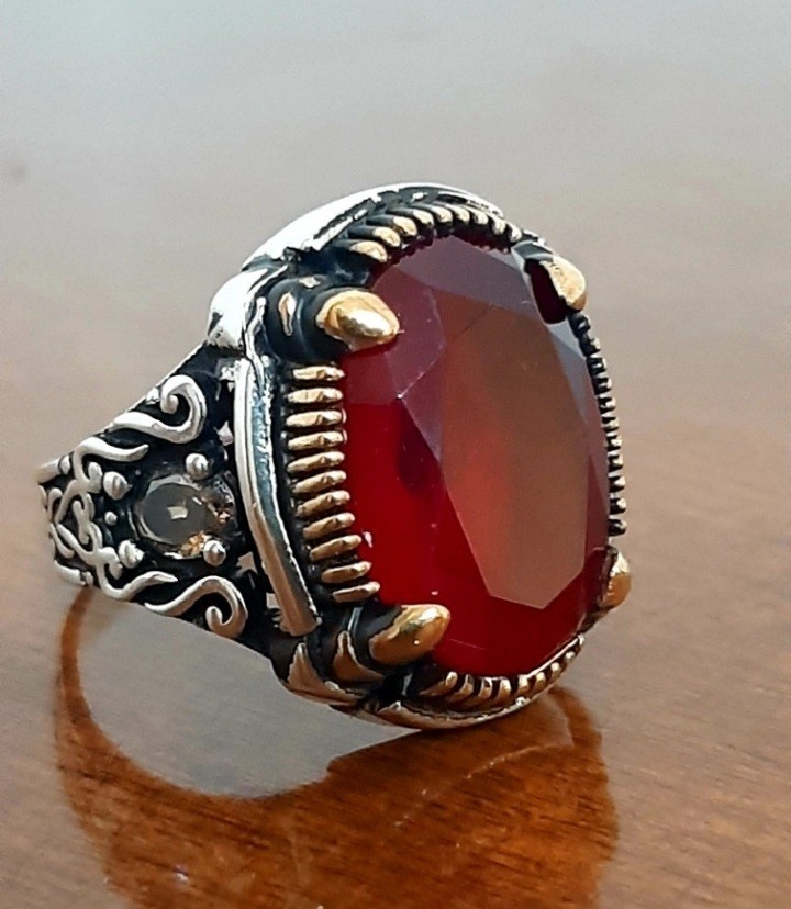 925 SILVER RING Men Solitaire Spinel Ring Sterling Man $