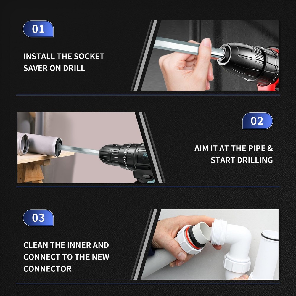 PVC Fitting Saver, 7 Pcs Pipe Reamer Tool for Removing SCH 40 7 Pcs, Silver