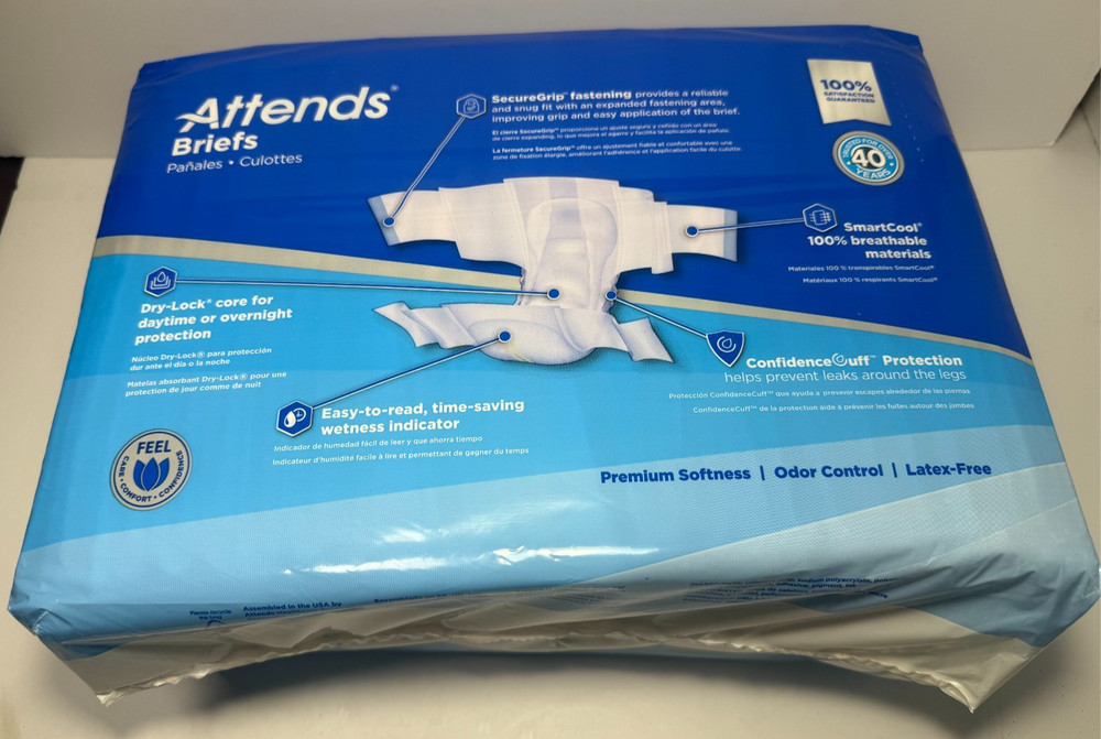 Attends Advanced Brief Tab Closure Medium Disposable Heavy Absorbency Pack of 24