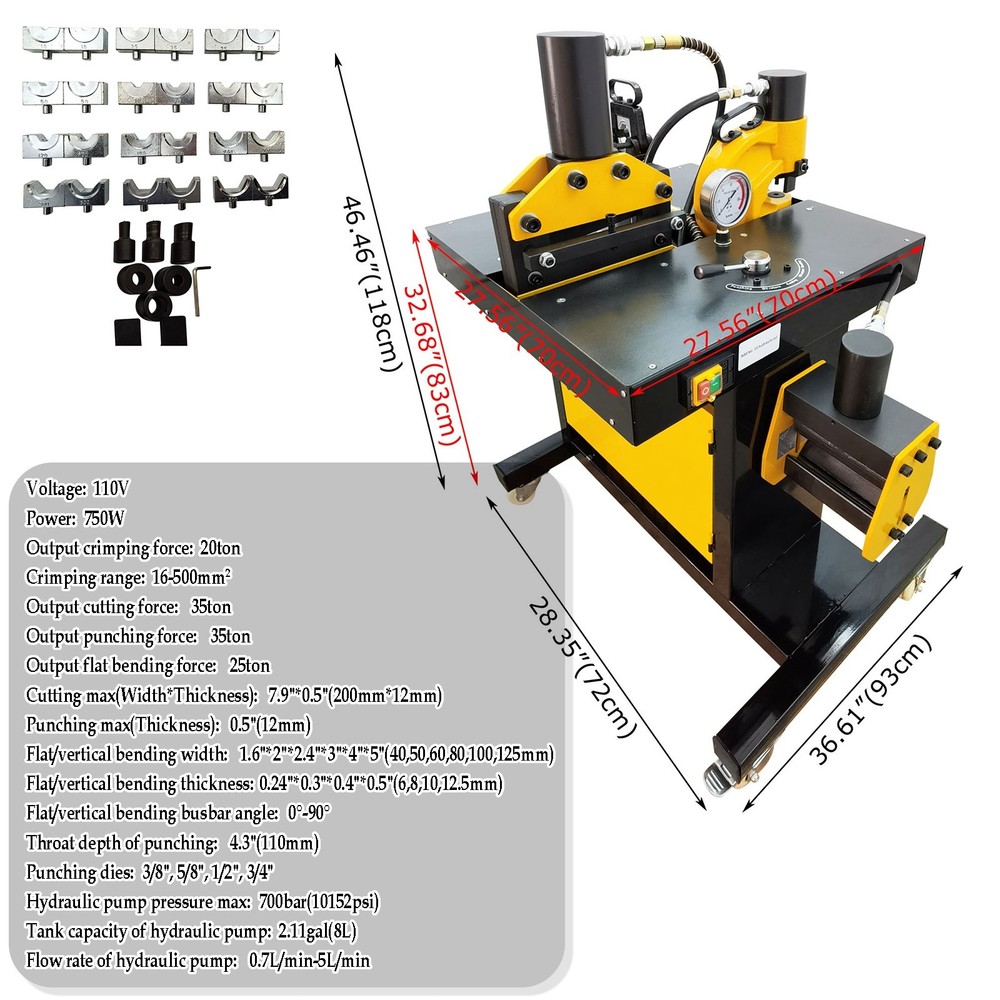 200 Type Electric Multi-Functional 4-in-1 Busbar Processing Machine 750W