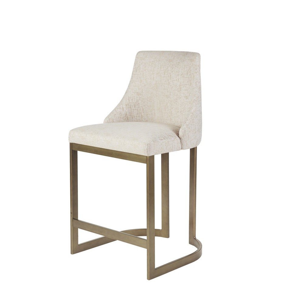 26"H Upholstered Counter Stool with Metal Base