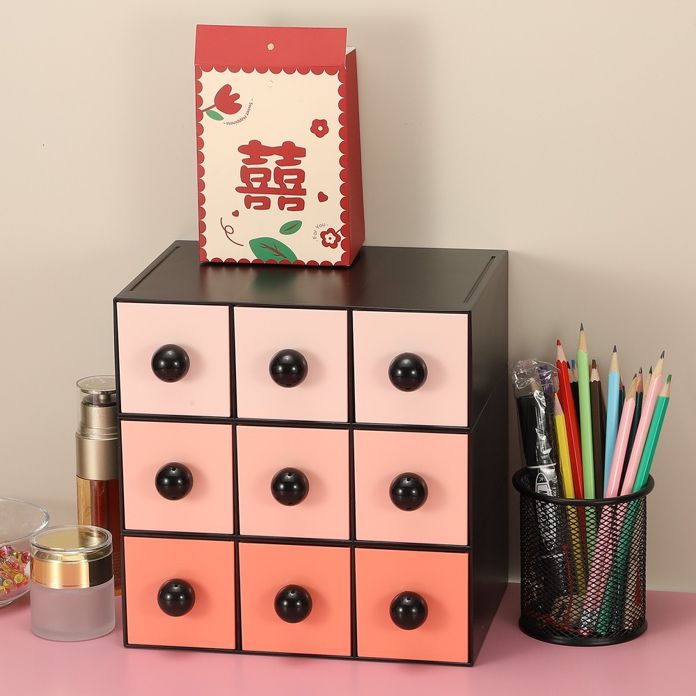 Stackable Drawer with 3 Drawers, Bathroom Storage Organizer, Pink