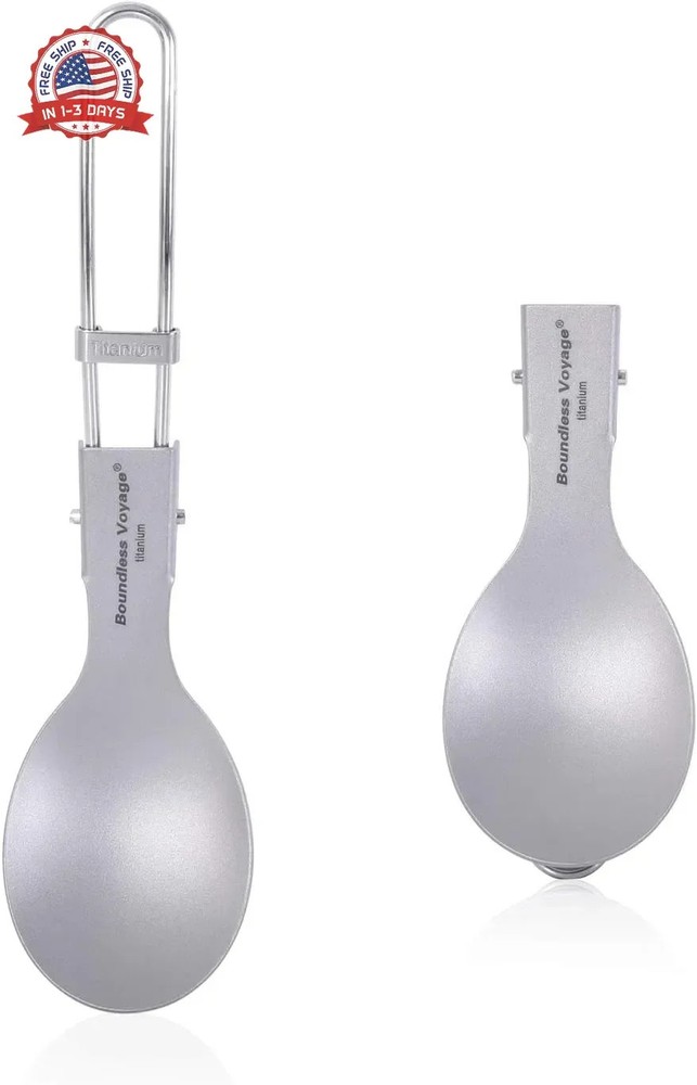 iBasingo Titanium Spork Spoon Fork Knife with Folding Handle Ultralight Dinnerwa