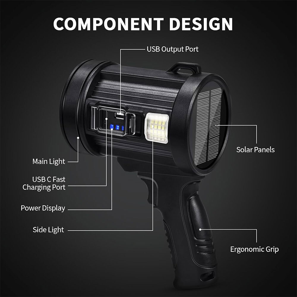 1000000LM Rechargeable Spotlight Spot Lights Handheld Flashlight Lightweight FR