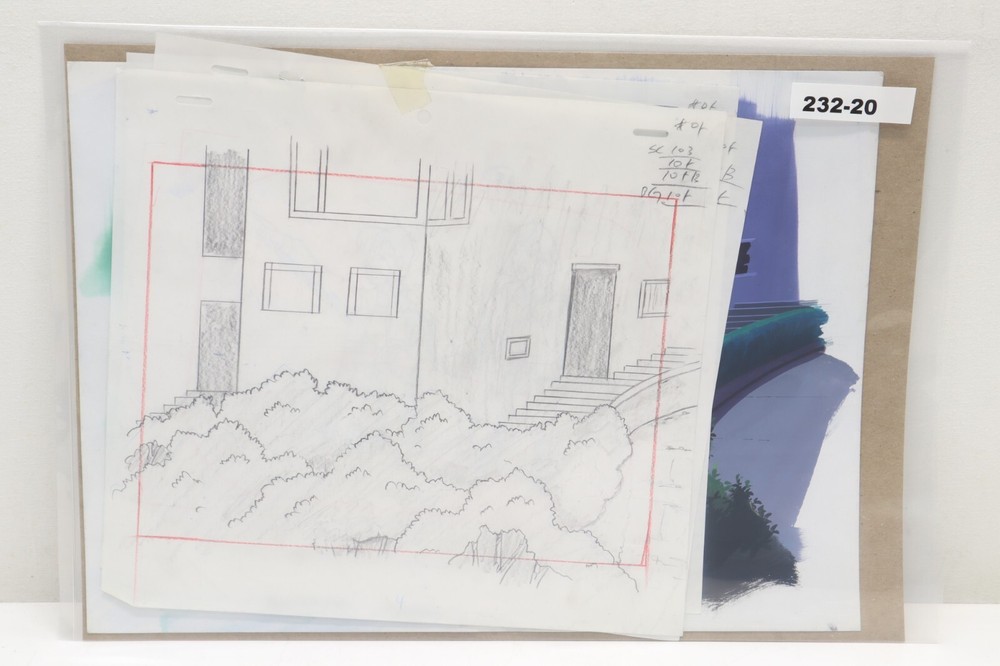 Original Hand Painted Animation Production Background & Sketch (232-20)