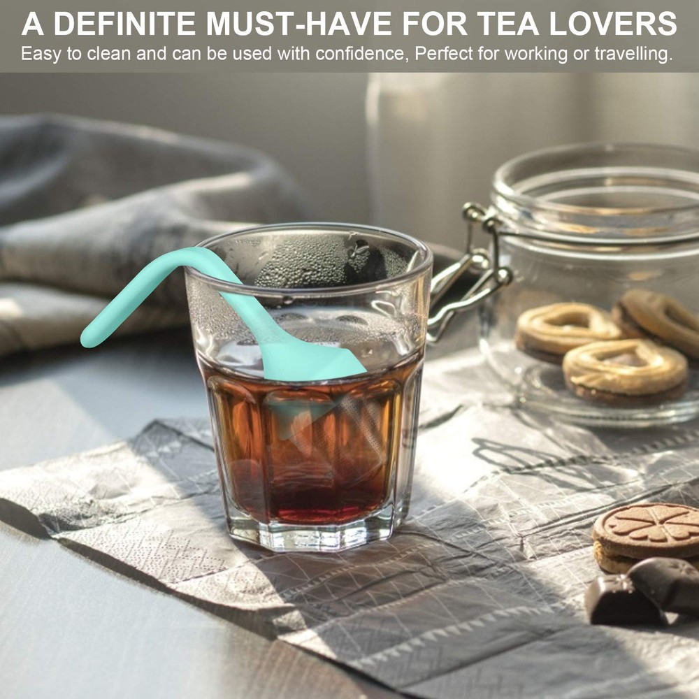 Tea Infuser Extra Fine Mesh Tea Cup Filter Silicone Handle Stainless Steel Tea S