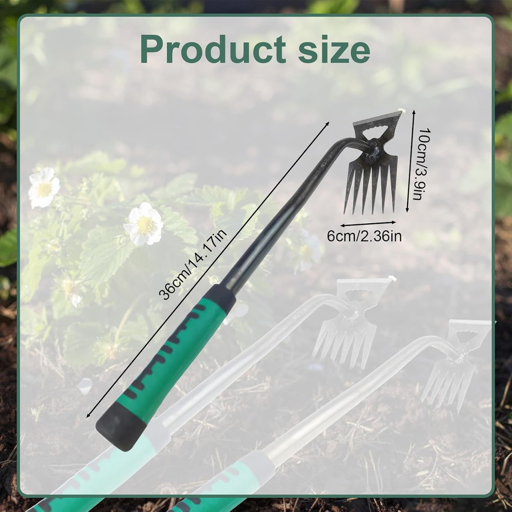 Manual Weed Puller Tool, 6‑Teeth Hand Weeder for Garden Soil & Root Removal