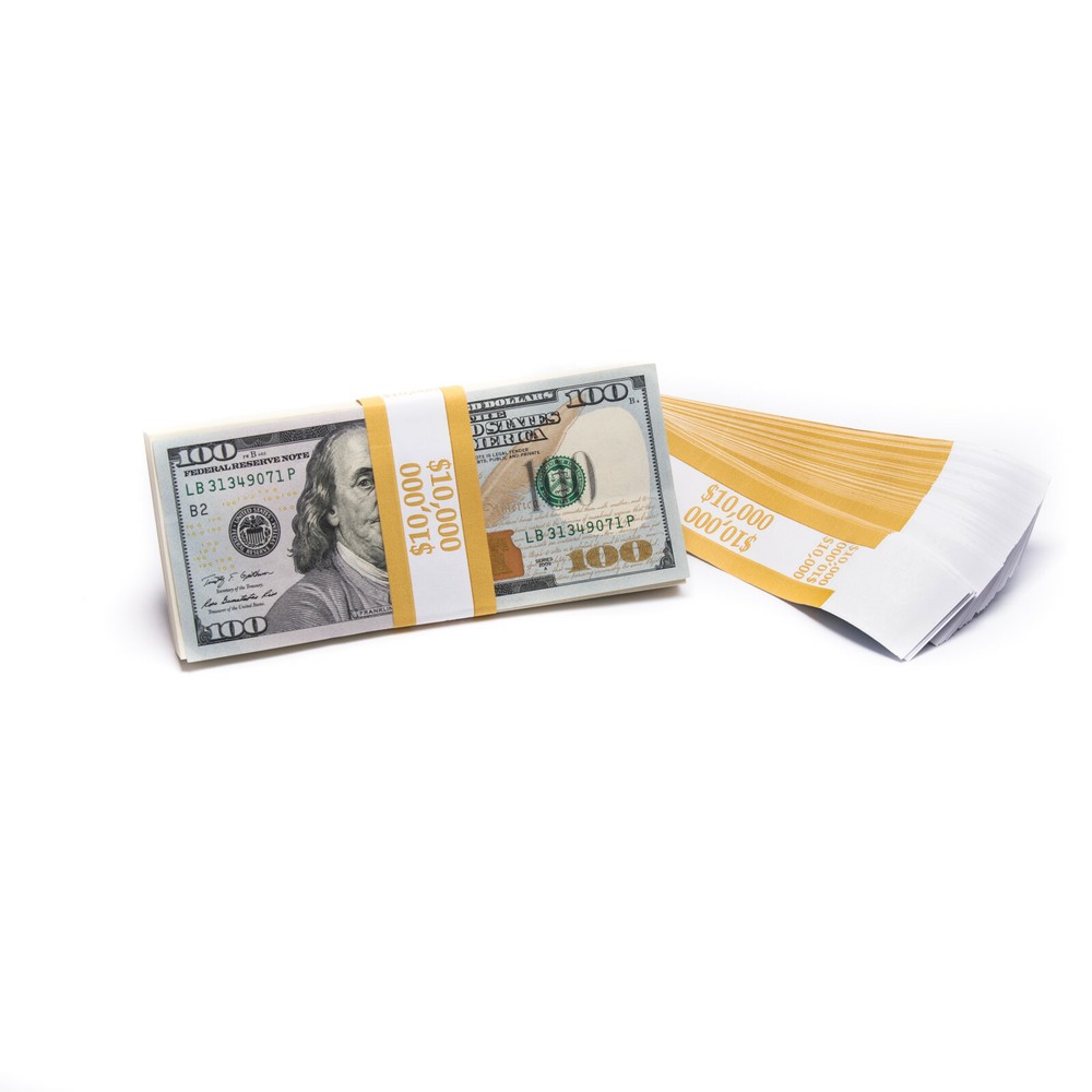 1,000 Self Sealing Currency Bands- $10,000 Denomination