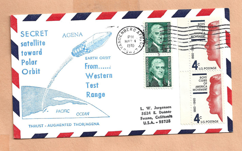 THRUST AUGMENTED THOR AGENA LAUNCH MAR 4,1970 VAFB SWANSON  SPACE COVER NASA