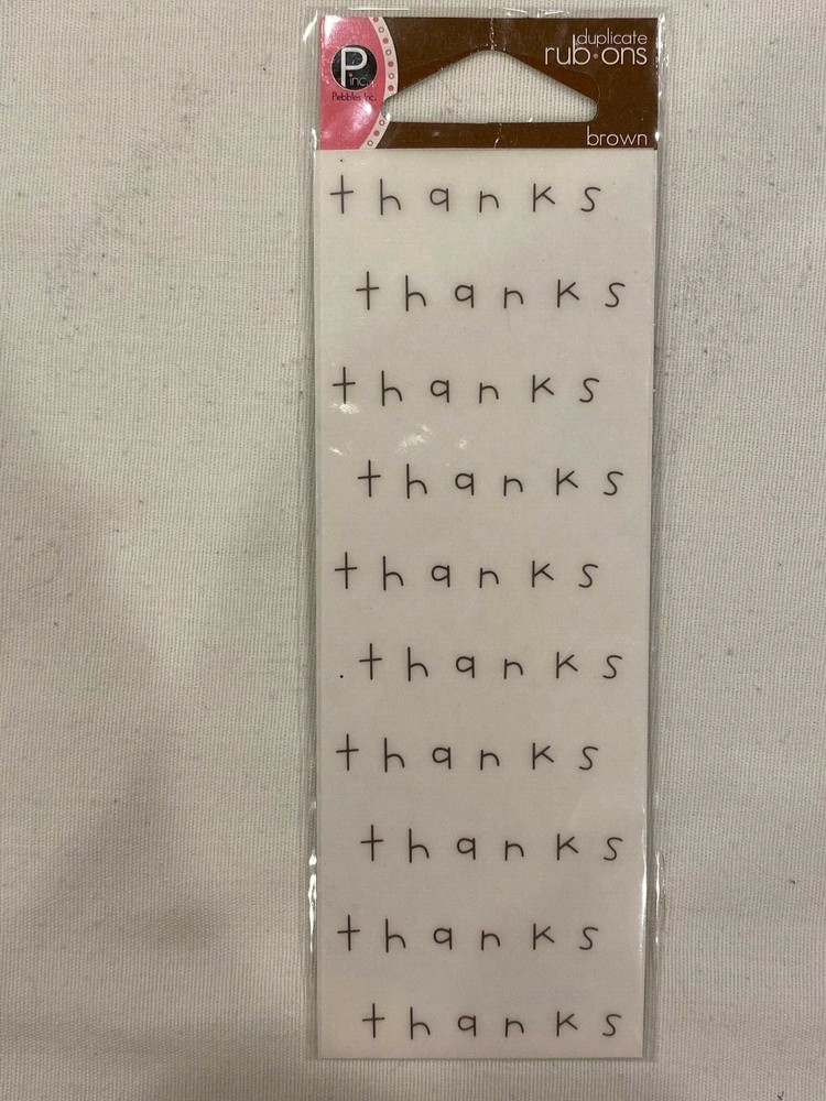 Pebbles Inc. Duplicate Rub-Ons ~ Brown ~Thanks ~ Scrapbooking Crafts