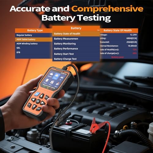 OBD2 Scanner and Battery Tester, Plug & Play Check Engine Light Code yellow