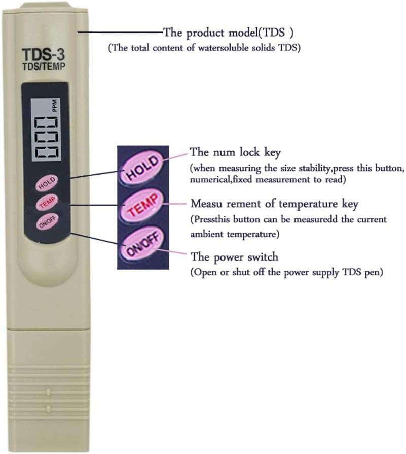 Multifunctional Water Tester with Auto-Off & Hold Features - Compact Design