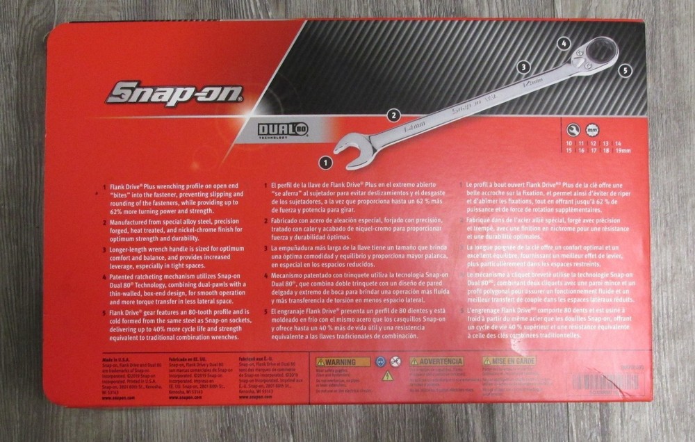 PAKLD098 / PAKPD1093 Snap On Plastic Case ONLY (NO TOOLS) for 10pc wrench set