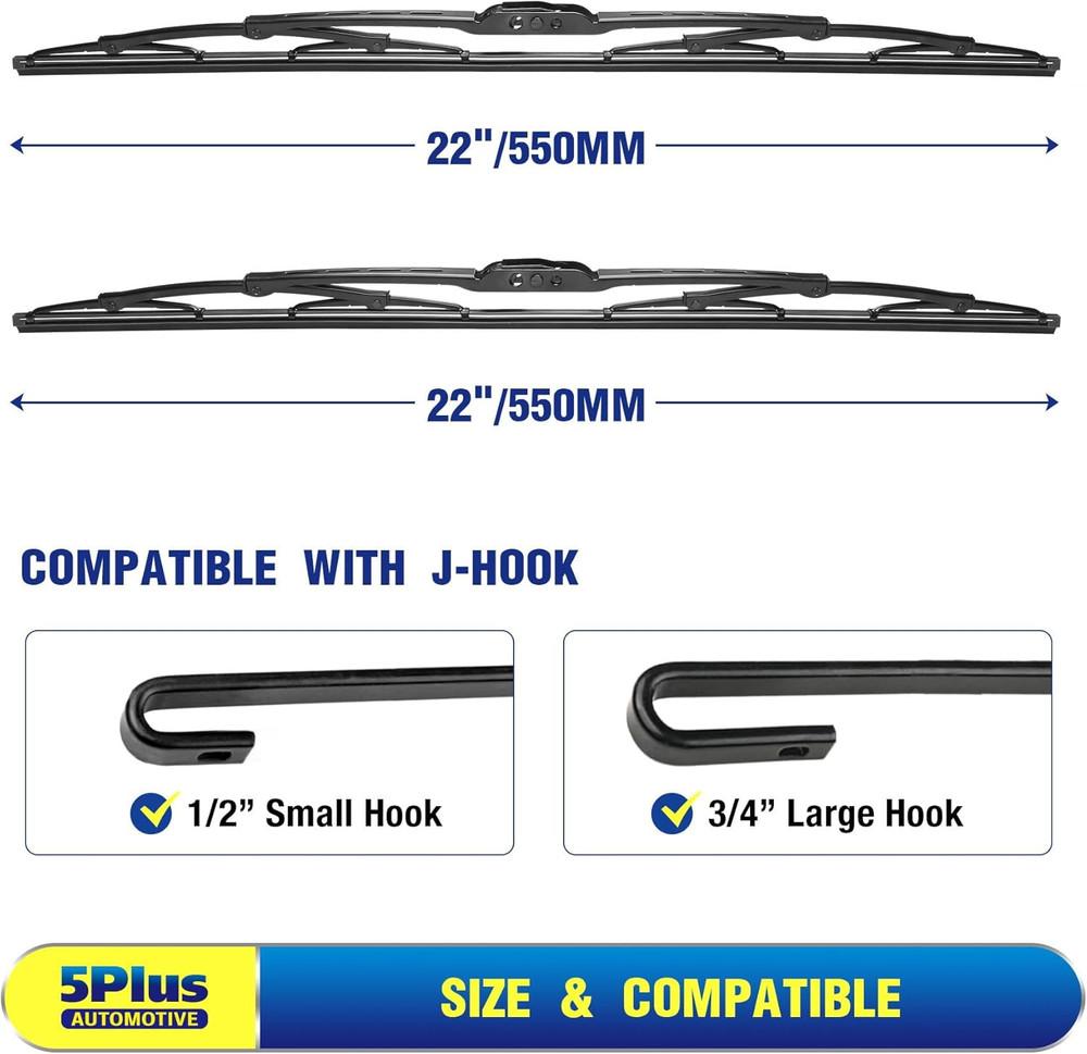 FOR Dodge Ram 1500 2 Pack 22"+22"+ Windshield Wipers - Replacement for 2010-2018