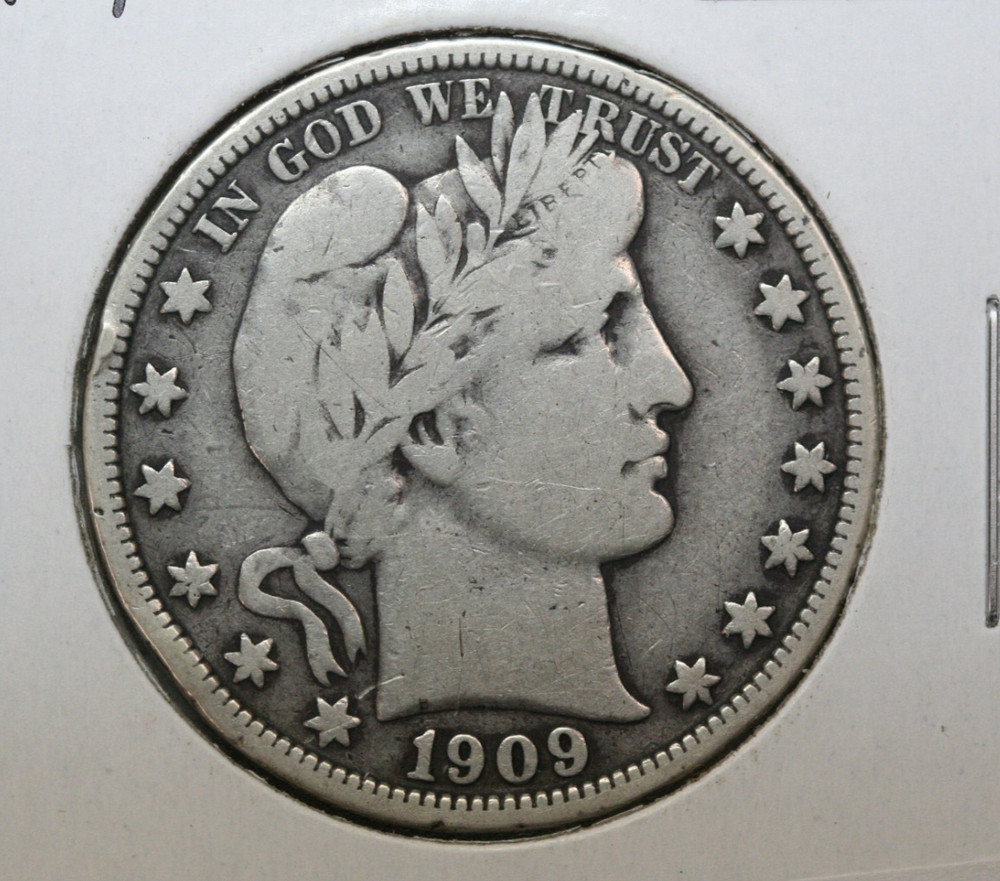 1909 Barber Half Dollar - light reverse rim ding