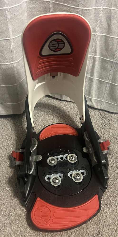 Burton Step In Bindings SI Medium 8-10 Red Black White Mounting Plates Vintage