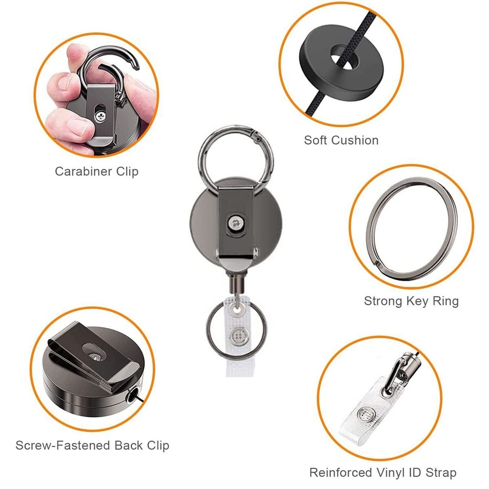 1Pcs Retractable Heavy Duty Pull Ring Key Chain Recoil Keyring Wire Rope Holder