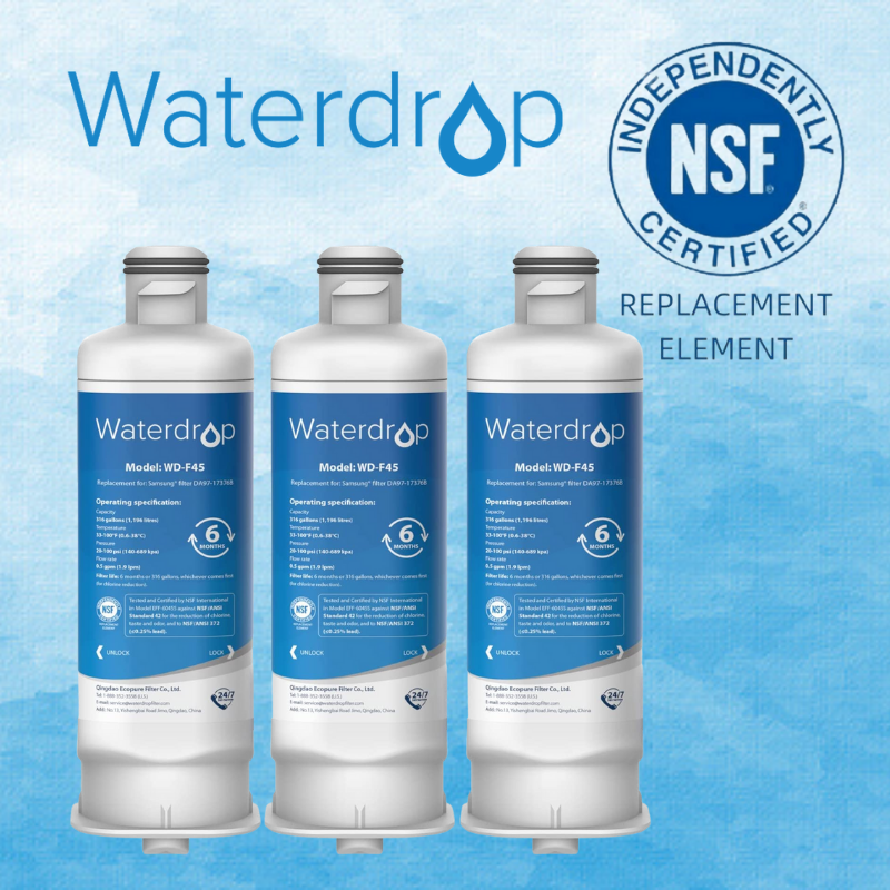 Waterdrop DA97-17376B Replacement for Samsung Refrigerator Water Filter, 3 Pack