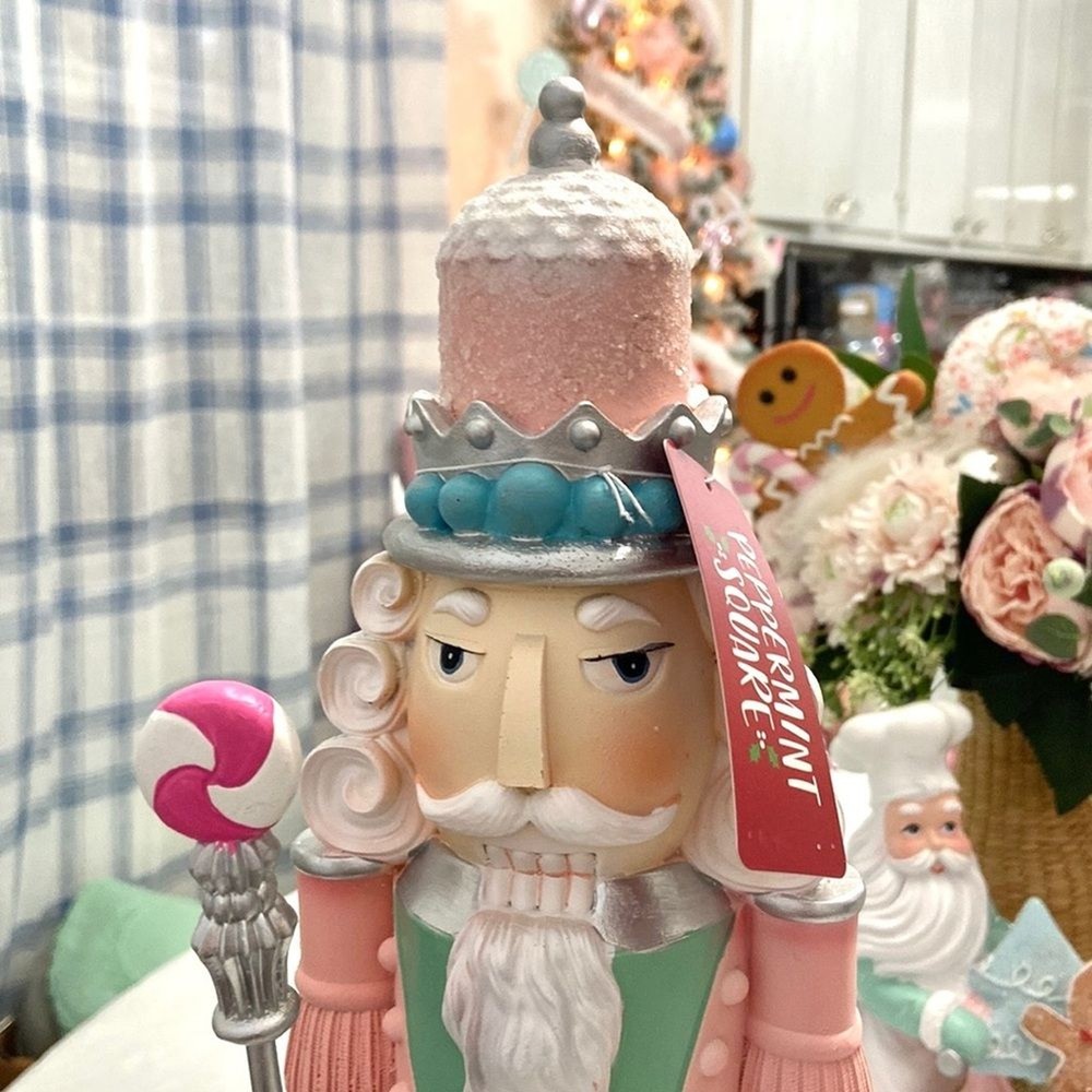 NWT Peppermint Square Large Pastel Pink Nutcracker