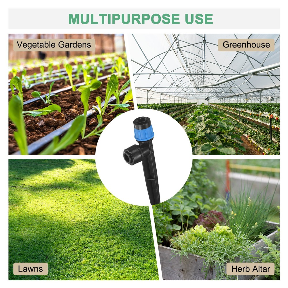 10-Pack Drip Irrigation Emitters, Adjustable 360 Degree Drippers, Blue