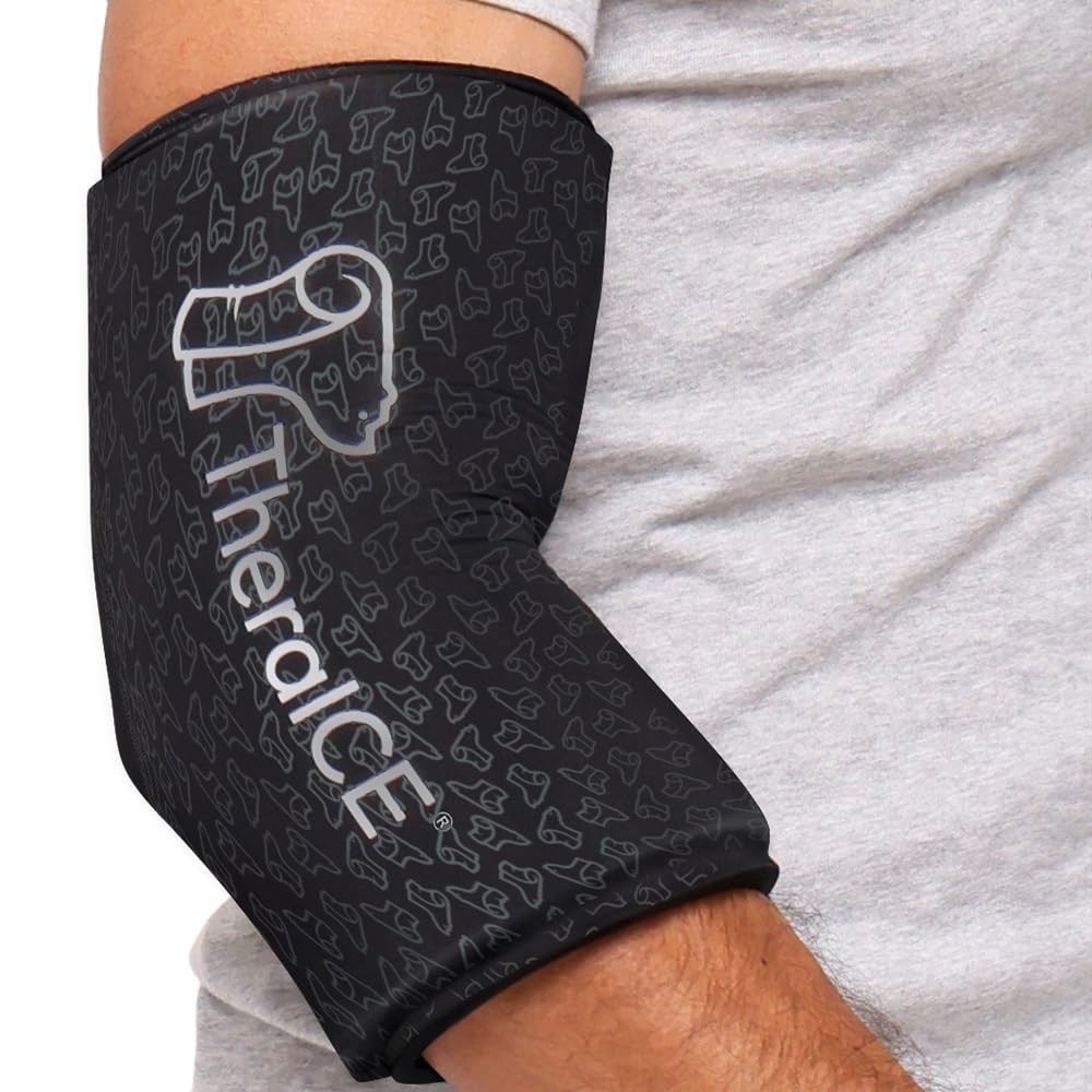 TheraICE Elbow Ice Pack Compression Sleeve Injuries PRO Elbow Sleeve, Small/Med